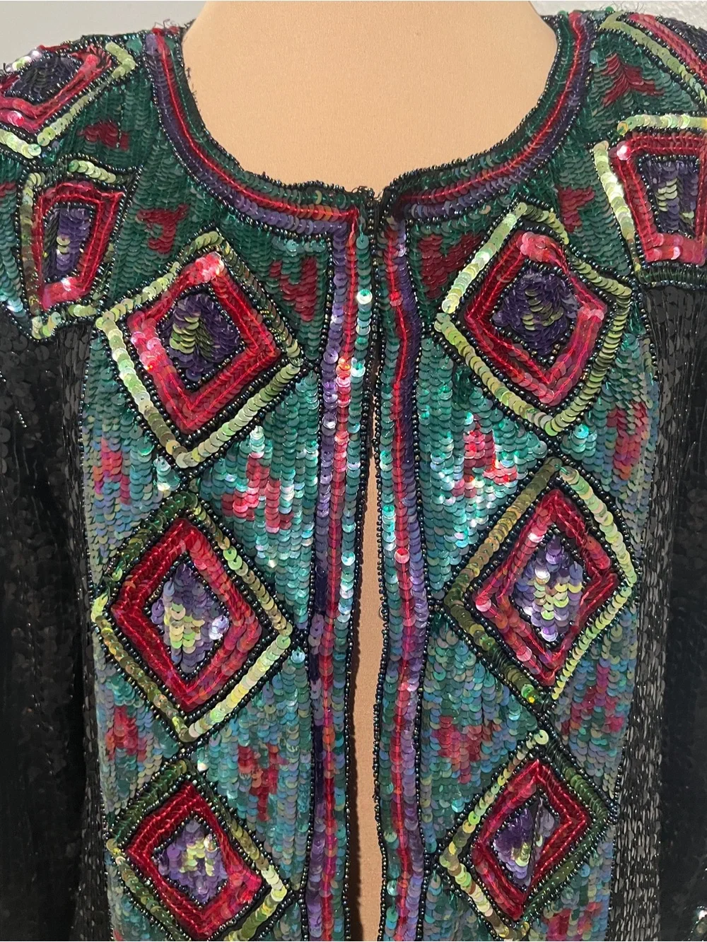 Vintage Sequins Beaded Silk Blazer Suit Jacket